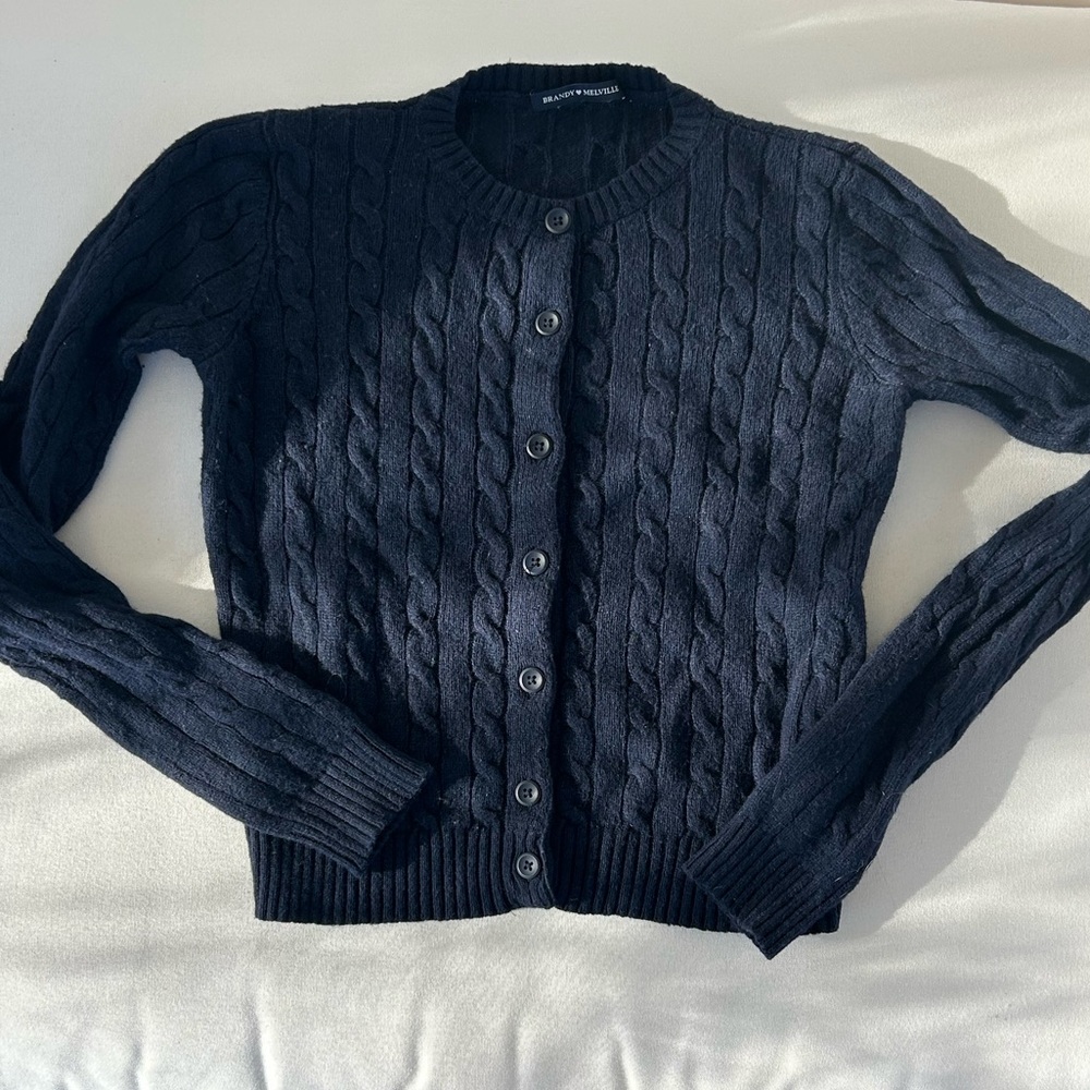 Brandy Melville Navy Blue Cable Knit Cardigan